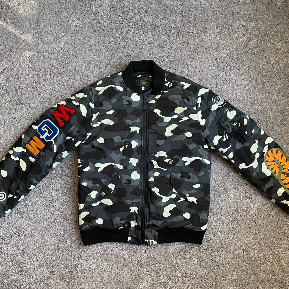 BATHING APE MENS BOMBER JACKET (GLOW IN THE DARK)